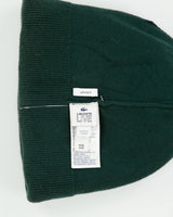 Lacoste Live Forest Green Heavy Cashmere Blend Knit Ribbed Beanie - OS