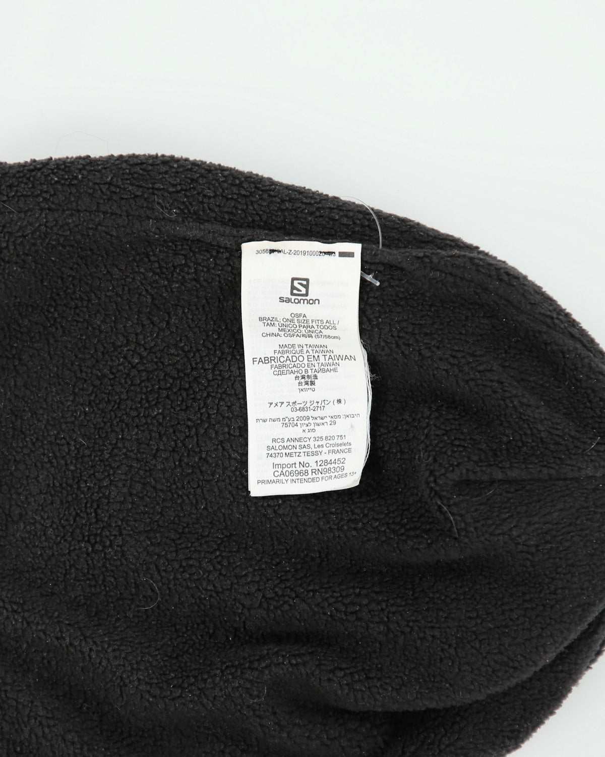 Salomon Charcoal Fleece Lined Embroidered Knit Skullcap Beanie - OS