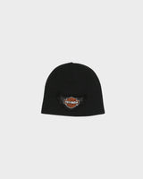 Vintage Y2K 00s Harley Davidson Badge Embroidered Knit Skullcap Beanie - OS