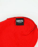 Vintage Nirvana Embroidered Patch Logo Striped Knit Skullcap Beanie - OS