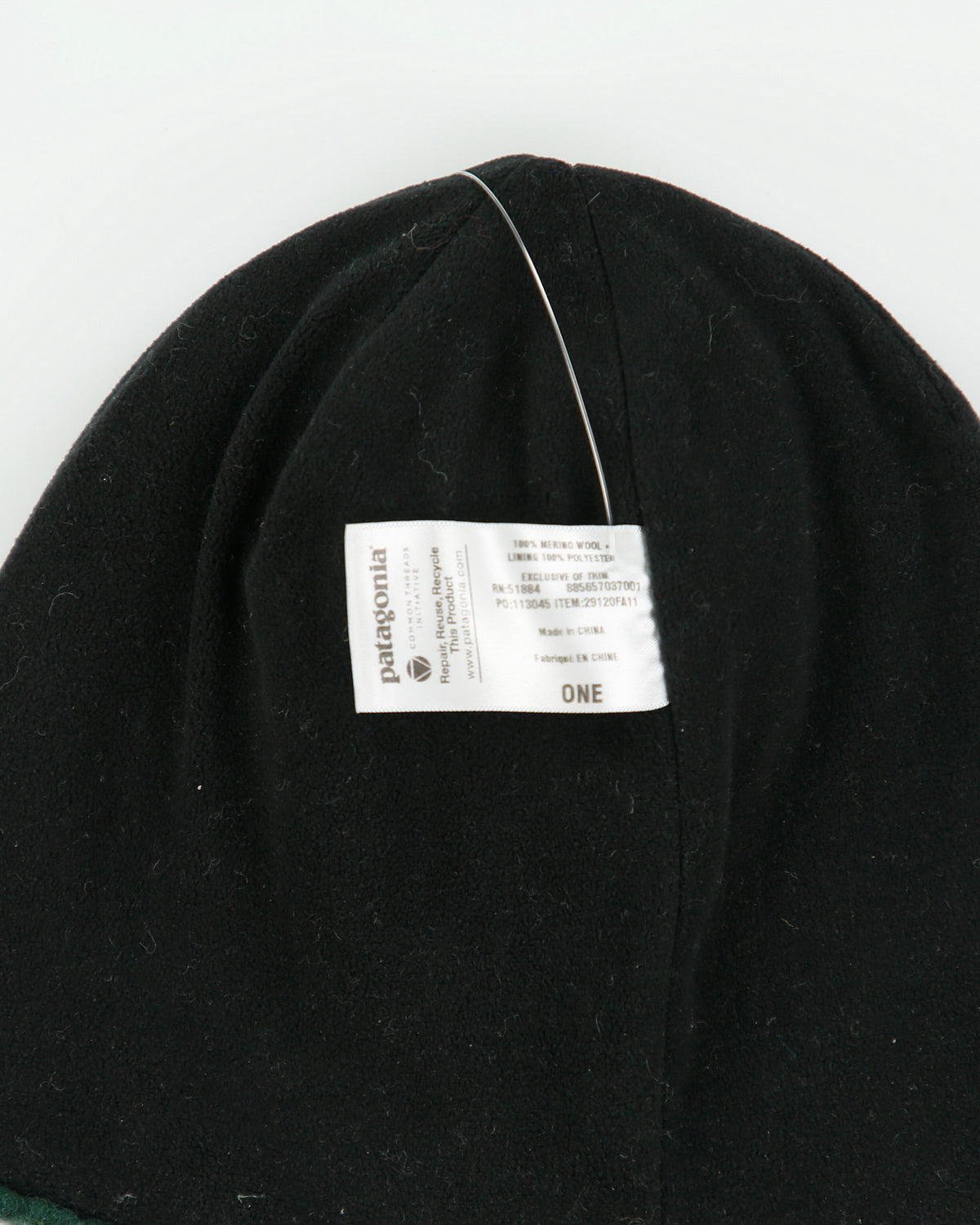 Vintage Patagonia Striped Fleece Lined Merino Wool Cable Knit Skullcap Beanie - OS
