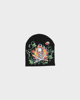 Vintage Y2K 00s Hand Painted Skull &amp; X Bones Knit Skullcap Beanie - OS
