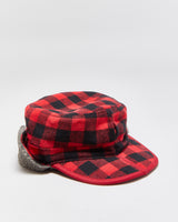 Vintage Outdoor Research Buffalo Plaid Sherpa Lined Wool Blend Split Peak Trapper Hat - L