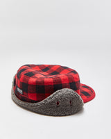 Vintage Outdoor Research Buffalo Plaid Sherpa Lined Wool Blend Split Peak Trapper Hat - L