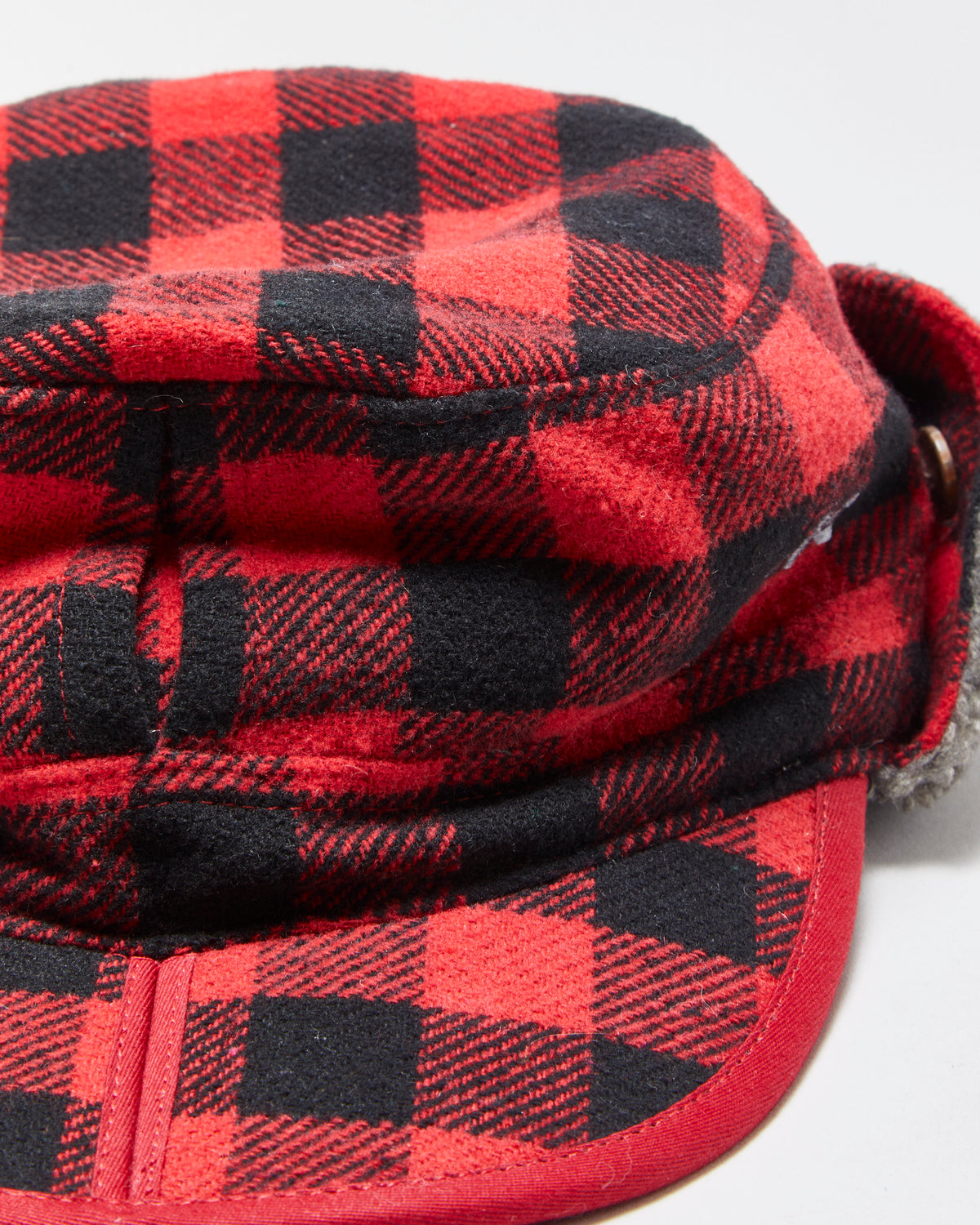 Vintage Outdoor Research Buffalo Plaid Sherpa Lined Wool Blend Split Peak Trapper Hat - L
