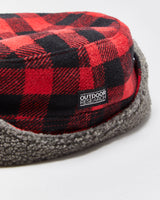 Vintage Outdoor Research Buffalo Plaid Sherpa Lined Wool Blend Split Peak Trapper Hat - L