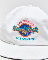 Vintage 1980s Hard Rock Cafe Los Angeles Made In USA Leather Strap Flat Bill Baseball Cap - OS