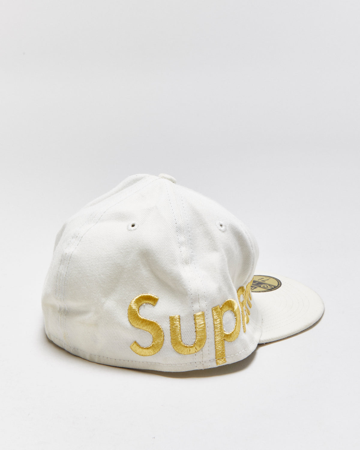 Vintage F/W 2007 Supreme x New Era 59Fifty Wool Gold Embroidered 'World Famous' Fitted Baseball Cap - 7 3/8