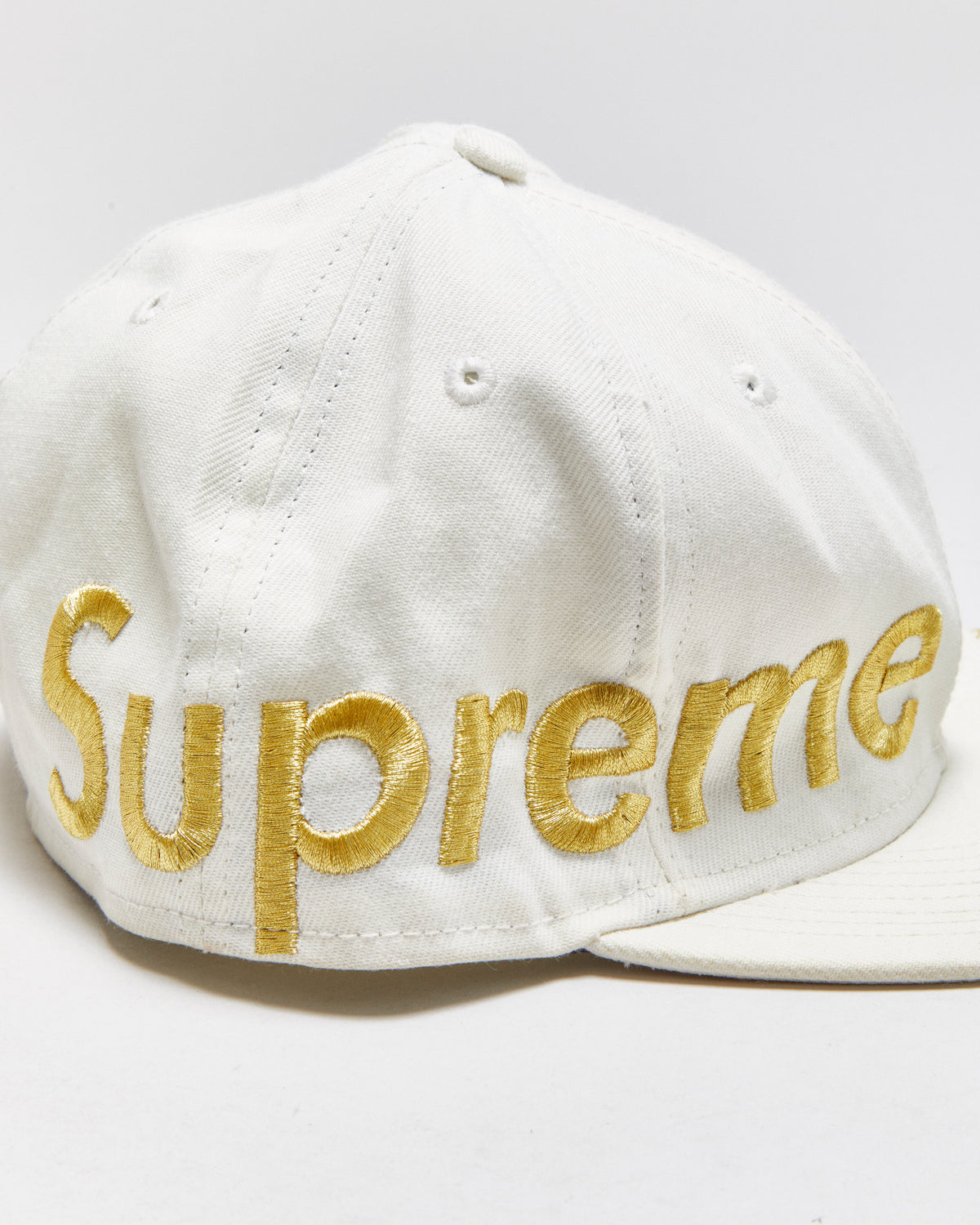 Vintage F/W 2007 Supreme x New Era 59Fifty Wool Gold Embroidered 'World Famous' Fitted Baseball Cap - 7 3/8