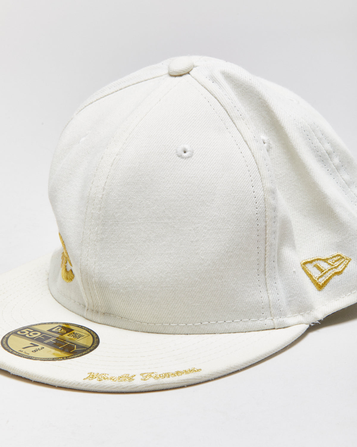 Vintage F/W 2007 Supreme x New Era 59Fifty Wool Gold Embroidered 'World Famous' Fitted Baseball Cap - 7 3/8