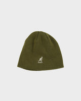 Vintage Y2K 00s Kangol Khaki 'Cuffless Pull On' Skullcap Rib Knit Beanie - OS