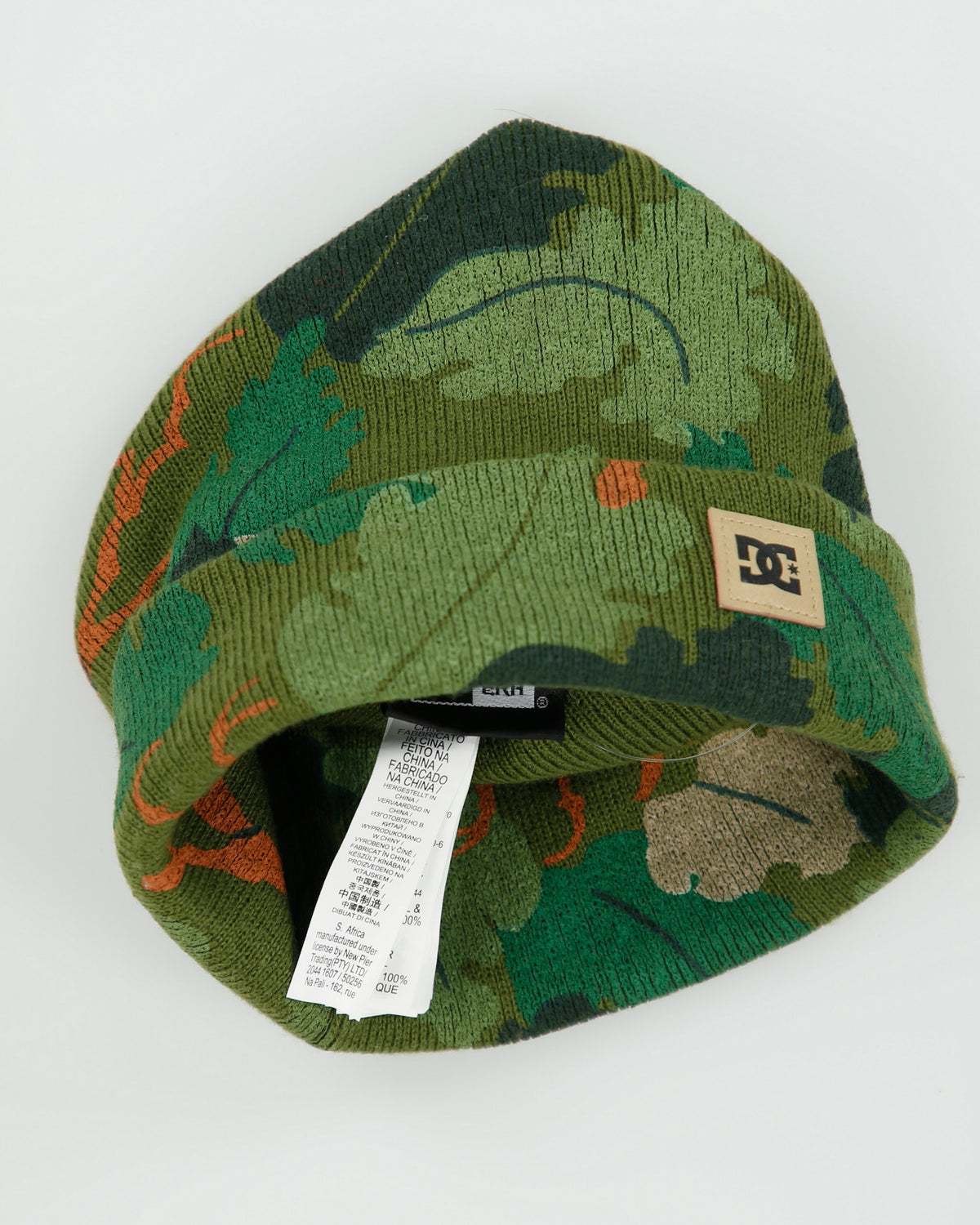 Vintage DC Shoe Co. x New Era Khaki Leaf Knit Rib Cuff Beanie - OS