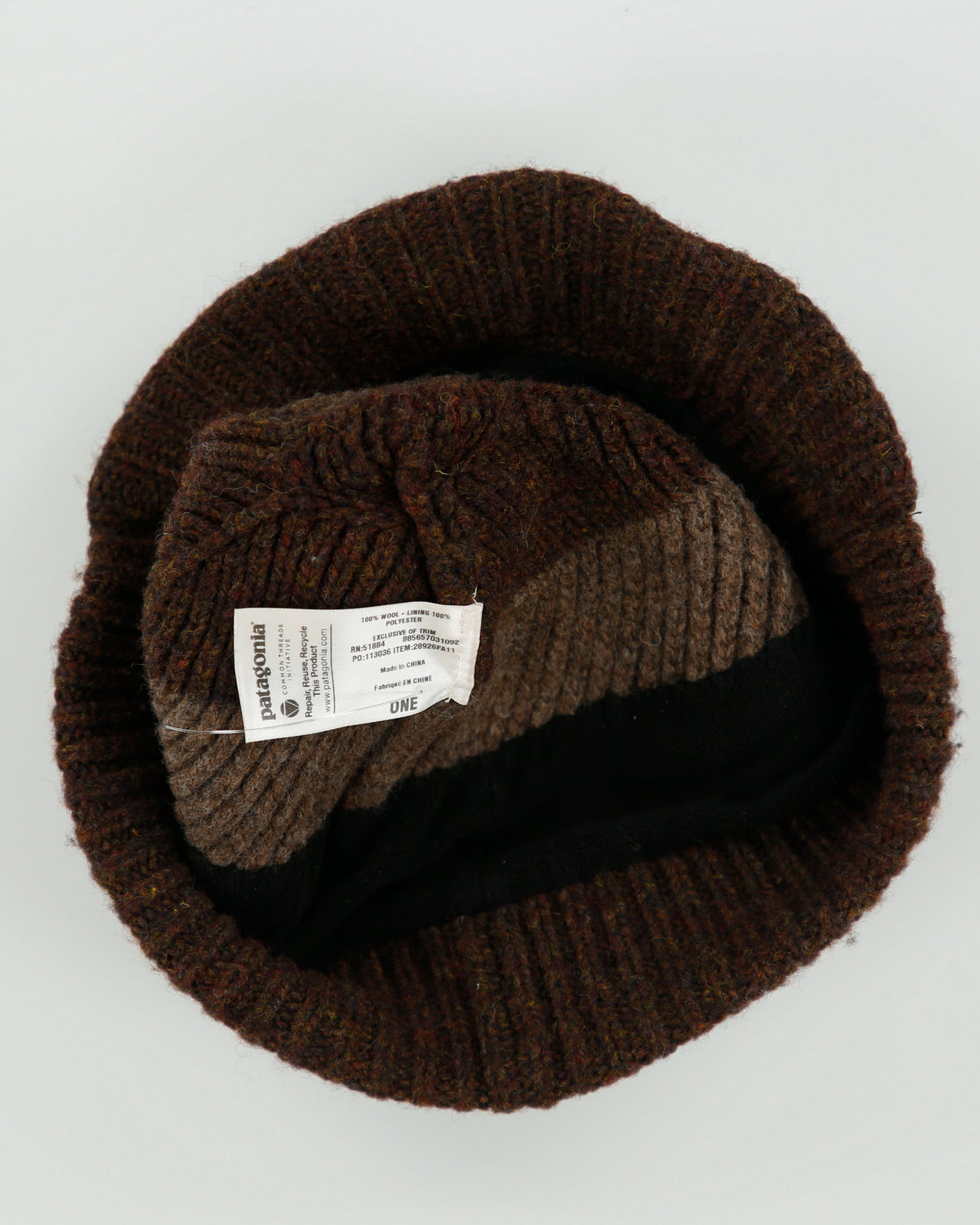 Vintage Patagonia Speckled Wool Knit Fleece Lined Soft Peak Rib Beanie - OS