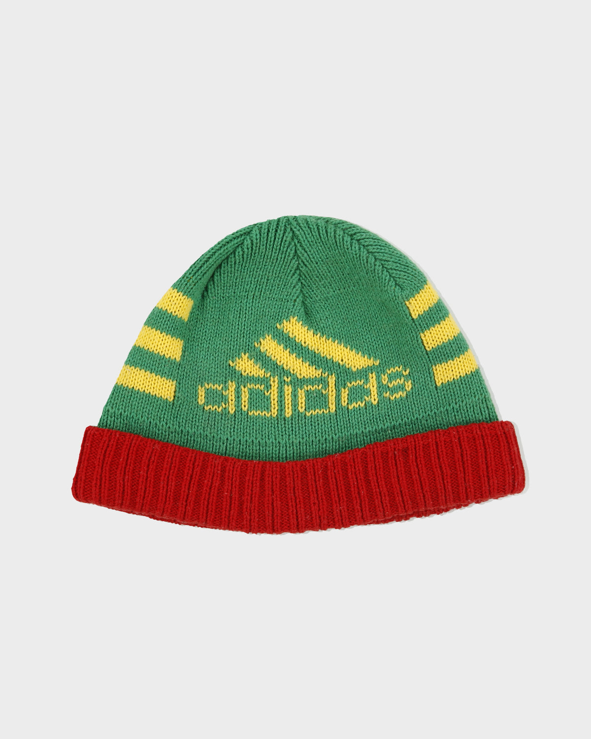 Vintage Adidas Wool Knit Logo Rib Cuff Beanie - OS