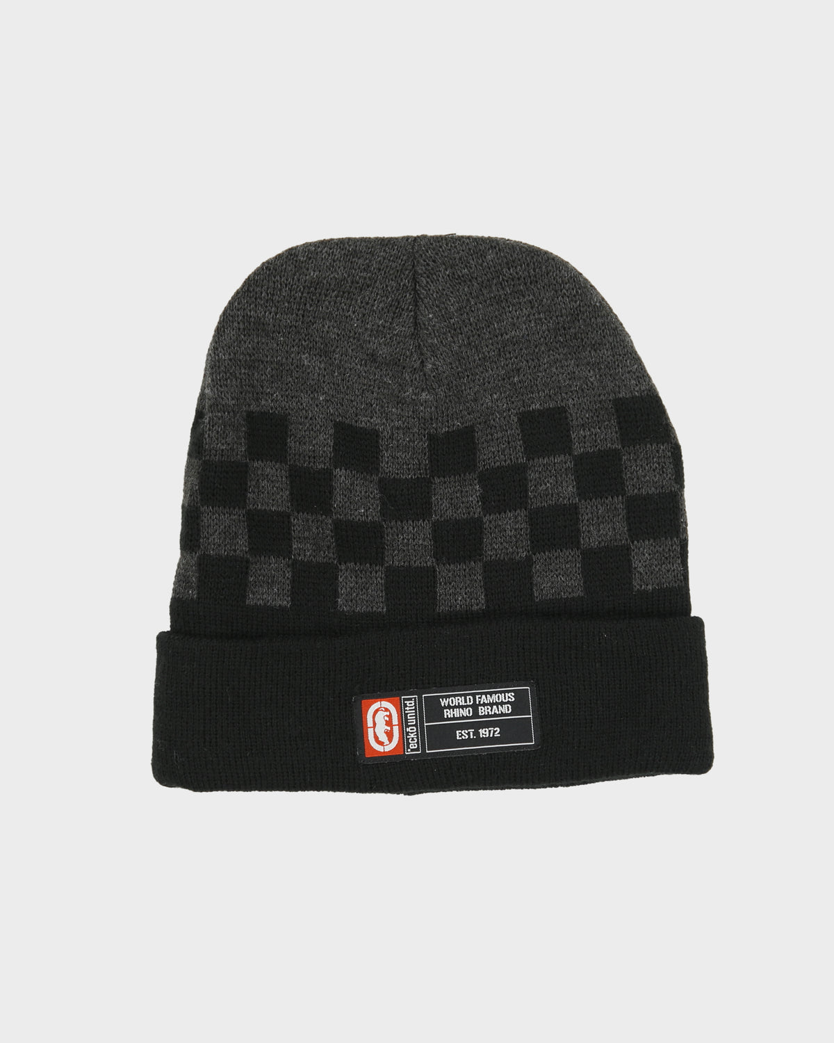 Vintage Y2K 00s Ecko UNLTD Checkerboard Knit Rib Cuff Beanie - OS