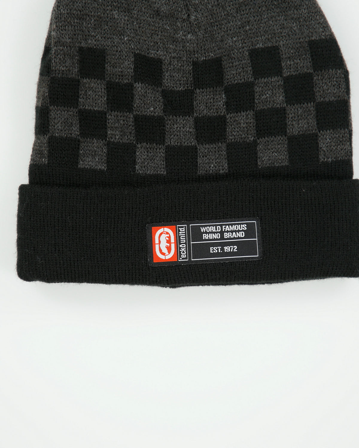 Vintage Y2K 00s Ecko UNLTD Checkerboard Knit Rib Cuff Beanie - OS
