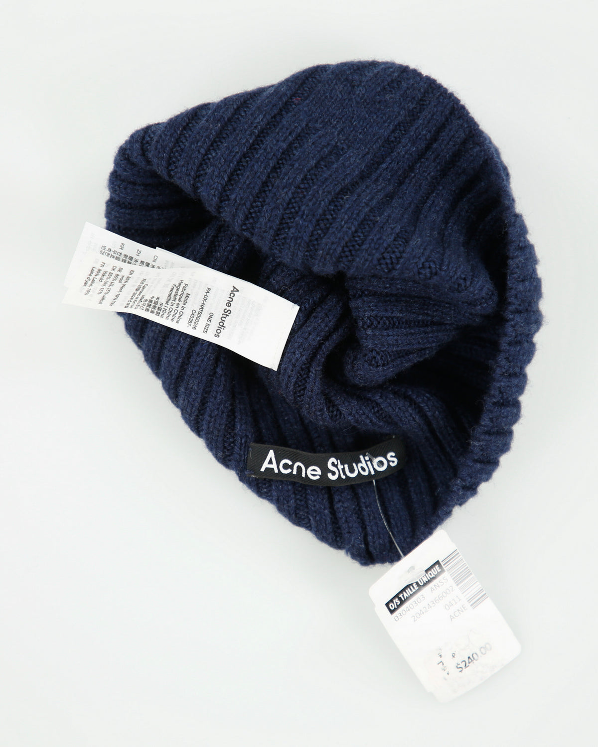 DSWT Acne Studios Face Logo Wool Yak Knit Rib Skullcap Beanie - OS