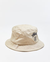 Vintage Stussy Desert Khaki Stock Lock Canvas Bucket Hat - M