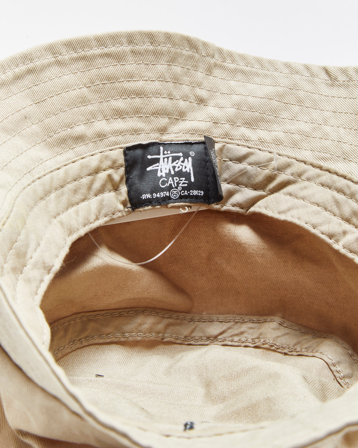 Vintage Stussy Desert Khaki Stock Lock Canvas Bucket Hat - M