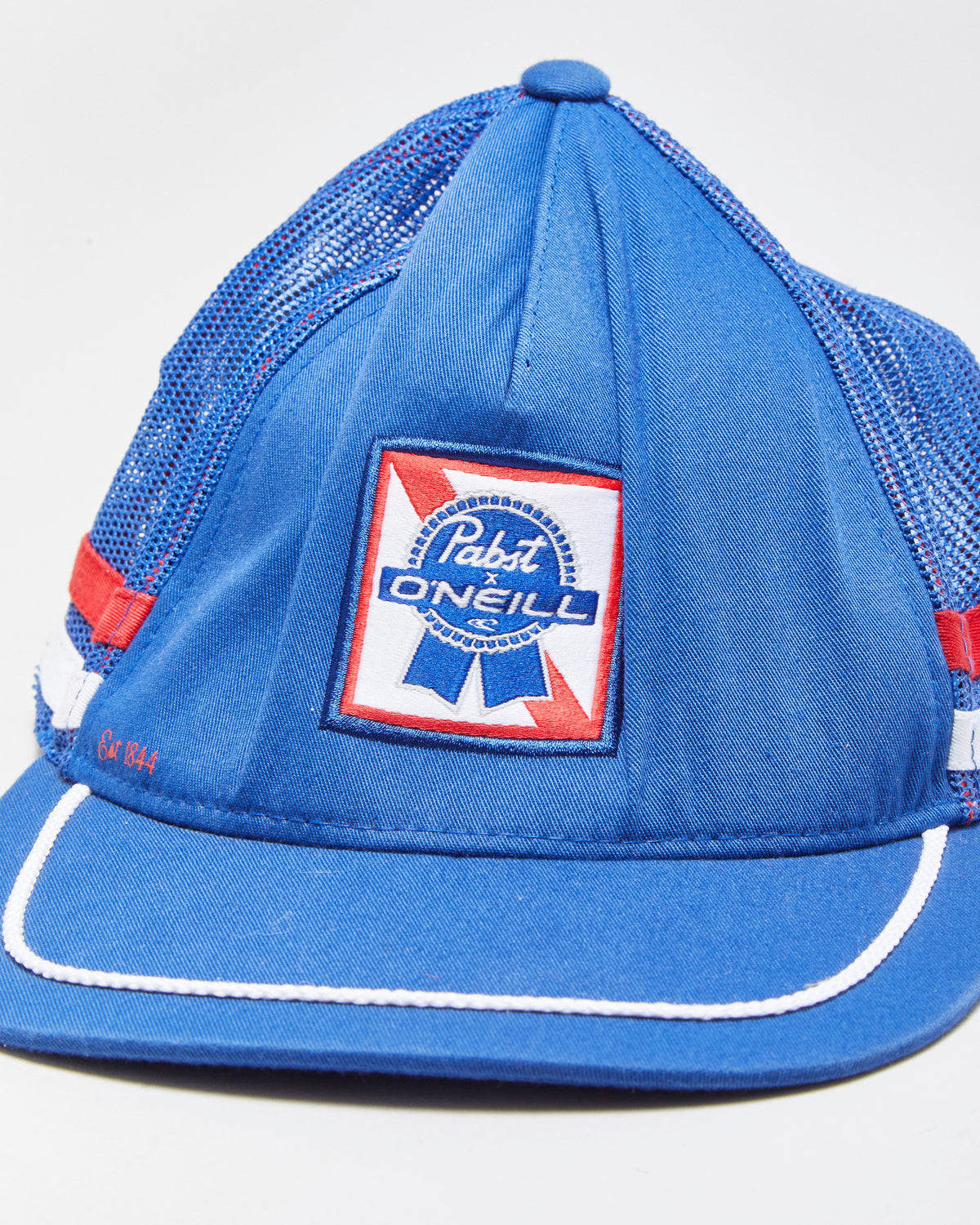 Vintage O'Neill x Pabst Blue Ribbon Rope Peak Flat Brim Trucker Hat - OS