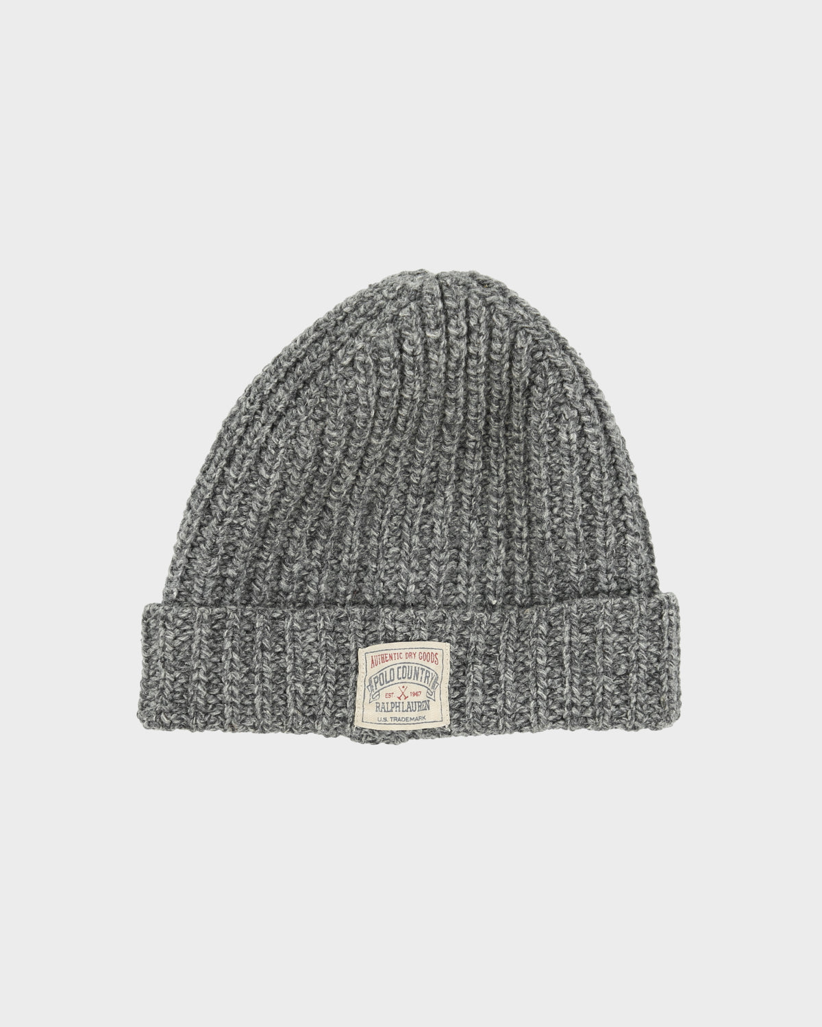 Vintage Polo Country Ralph Lauren Marl Grey Lambswool Chunky Knit Beanie - OS