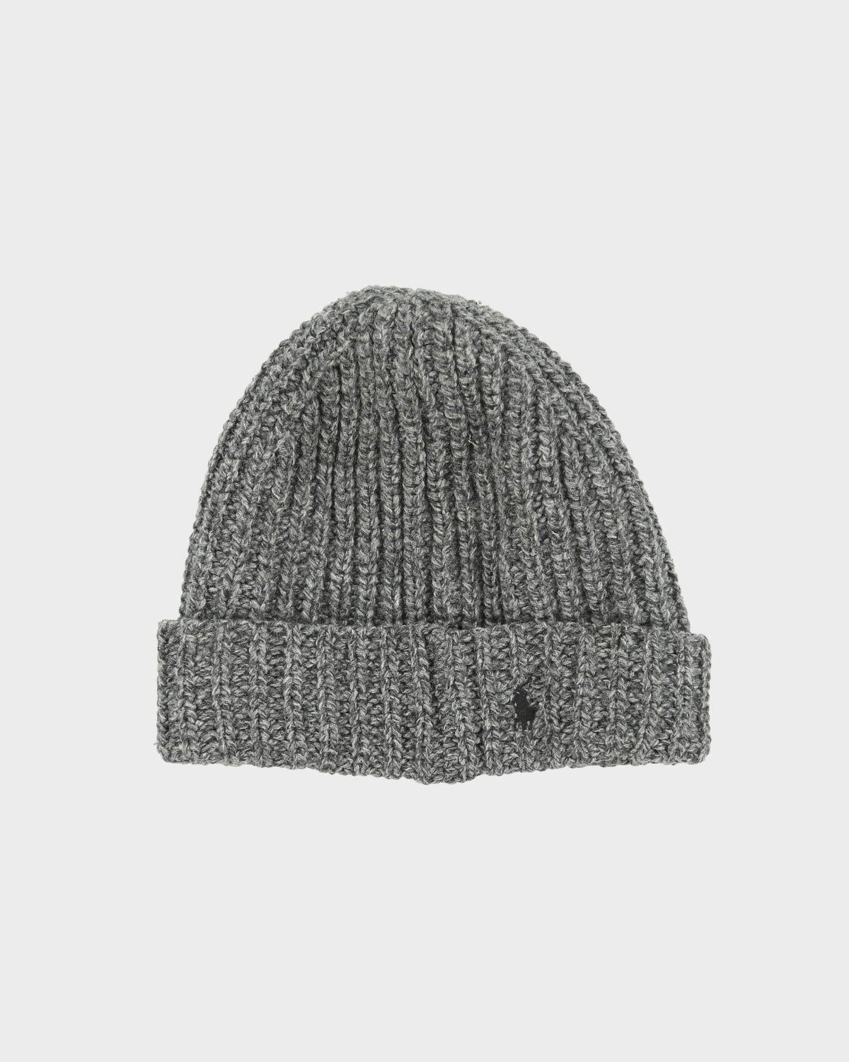 Vintage Polo Country Ralph Lauren Marl Grey Lambswool Chunky Knit Beanie - OS