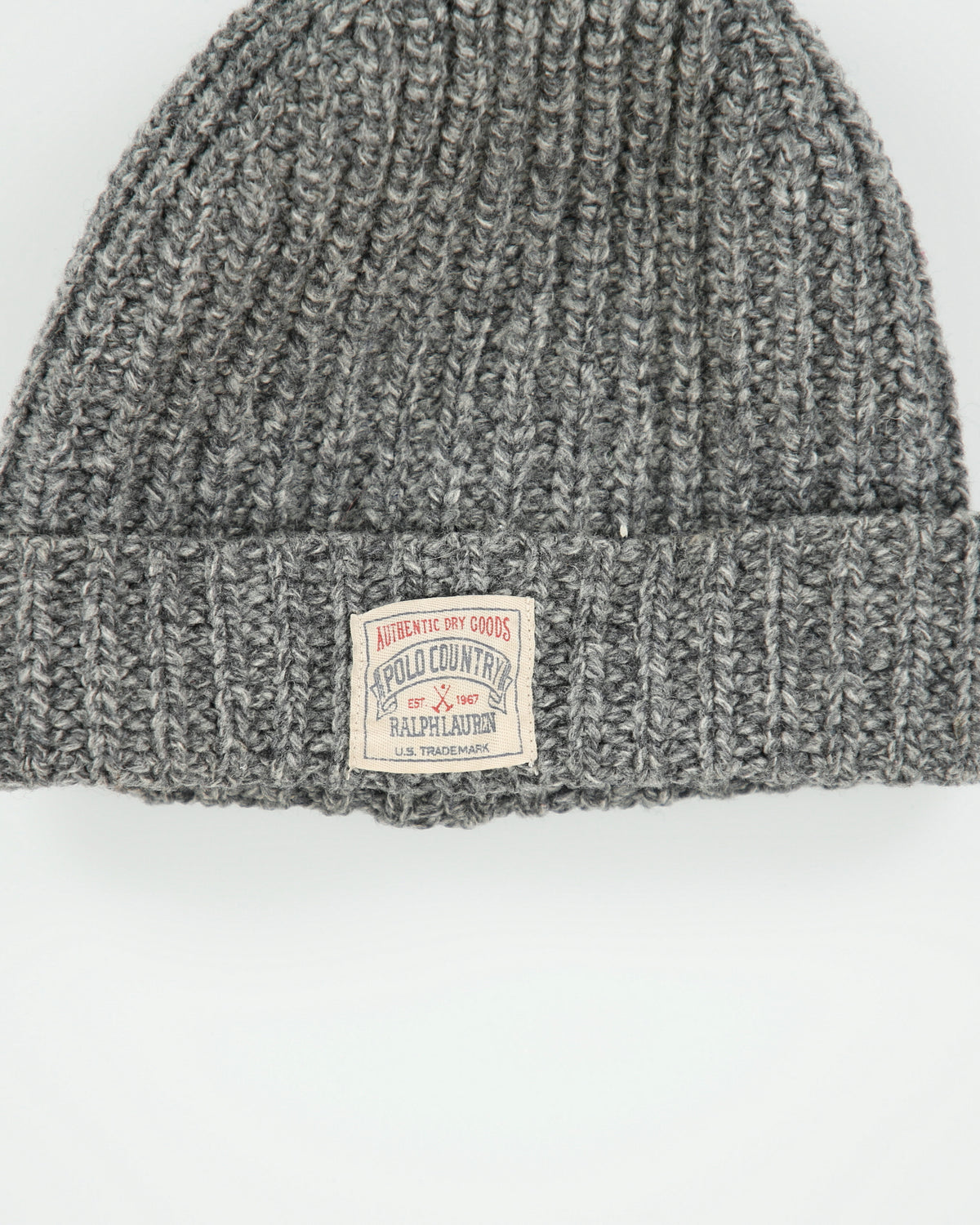 Vintage Polo Country Ralph Lauren Marl Grey Lambswool Chunky Knit Beanie - OS