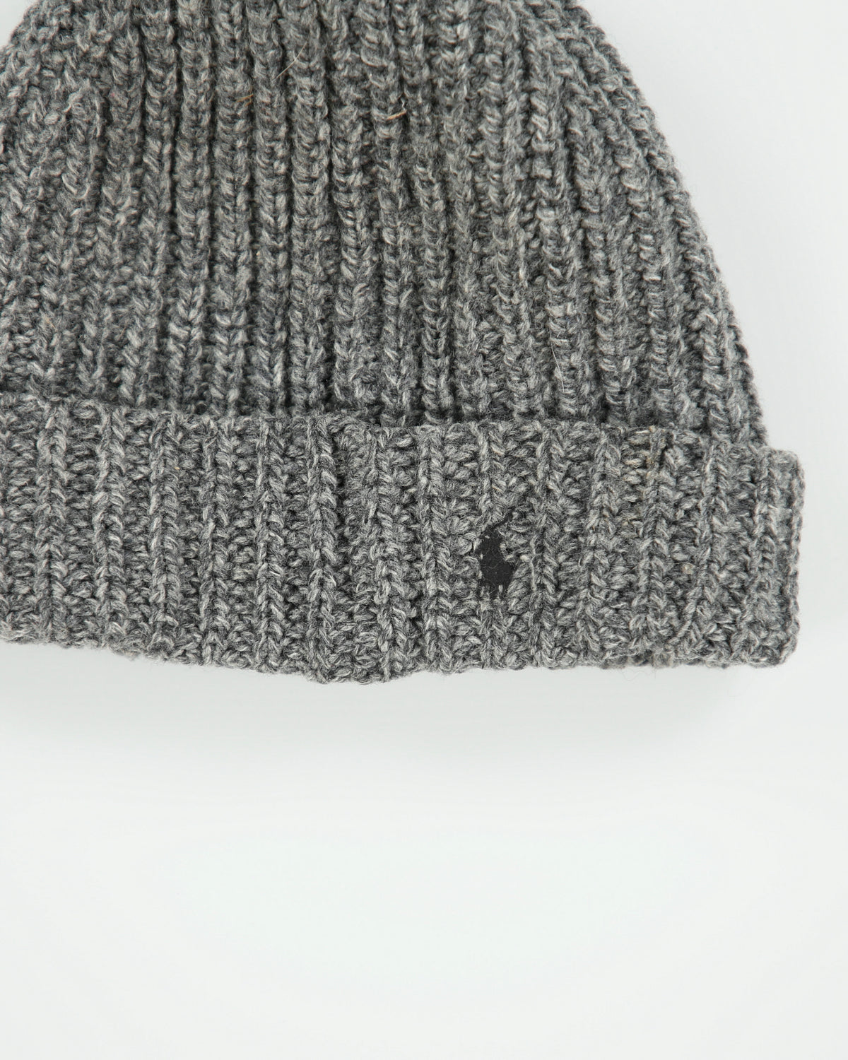 Vintage Polo Country Ralph Lauren Marl Grey Lambswool Chunky Knit Beanie - OS