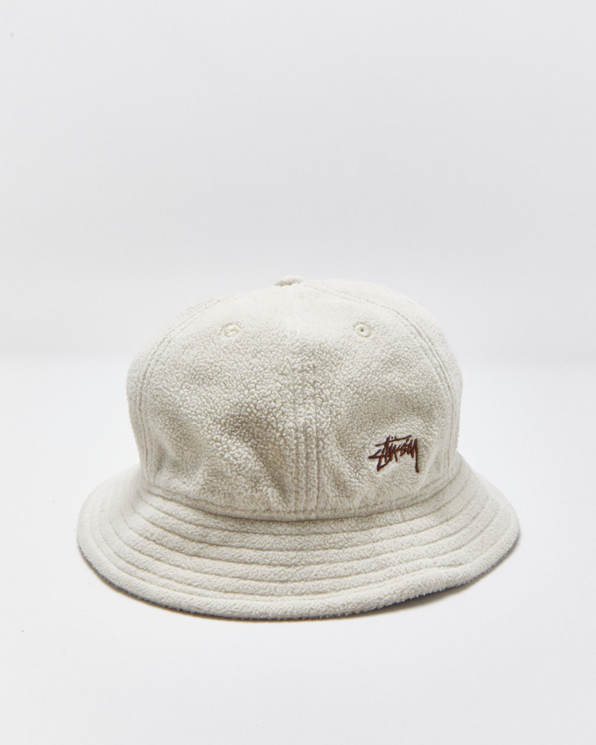 Stussy Desert Khaki Stock Logo Fleece Bermuda Bucket Hat - XS/S