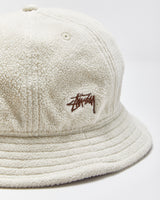 Stussy Desert Khaki Stock Logo Fleece Bermuda Bucket Hat - XS/S