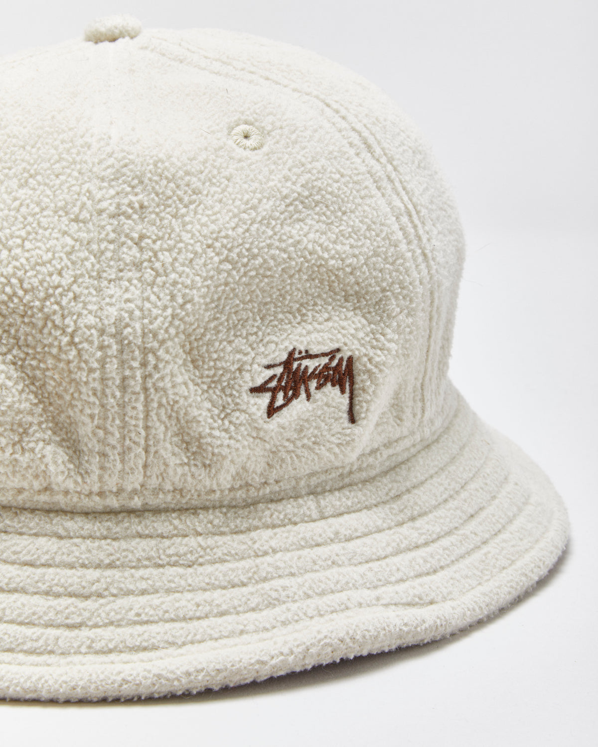 Stussy Desert Khaki Stock Logo Fleece Bermuda Bucket Hat - XS/S