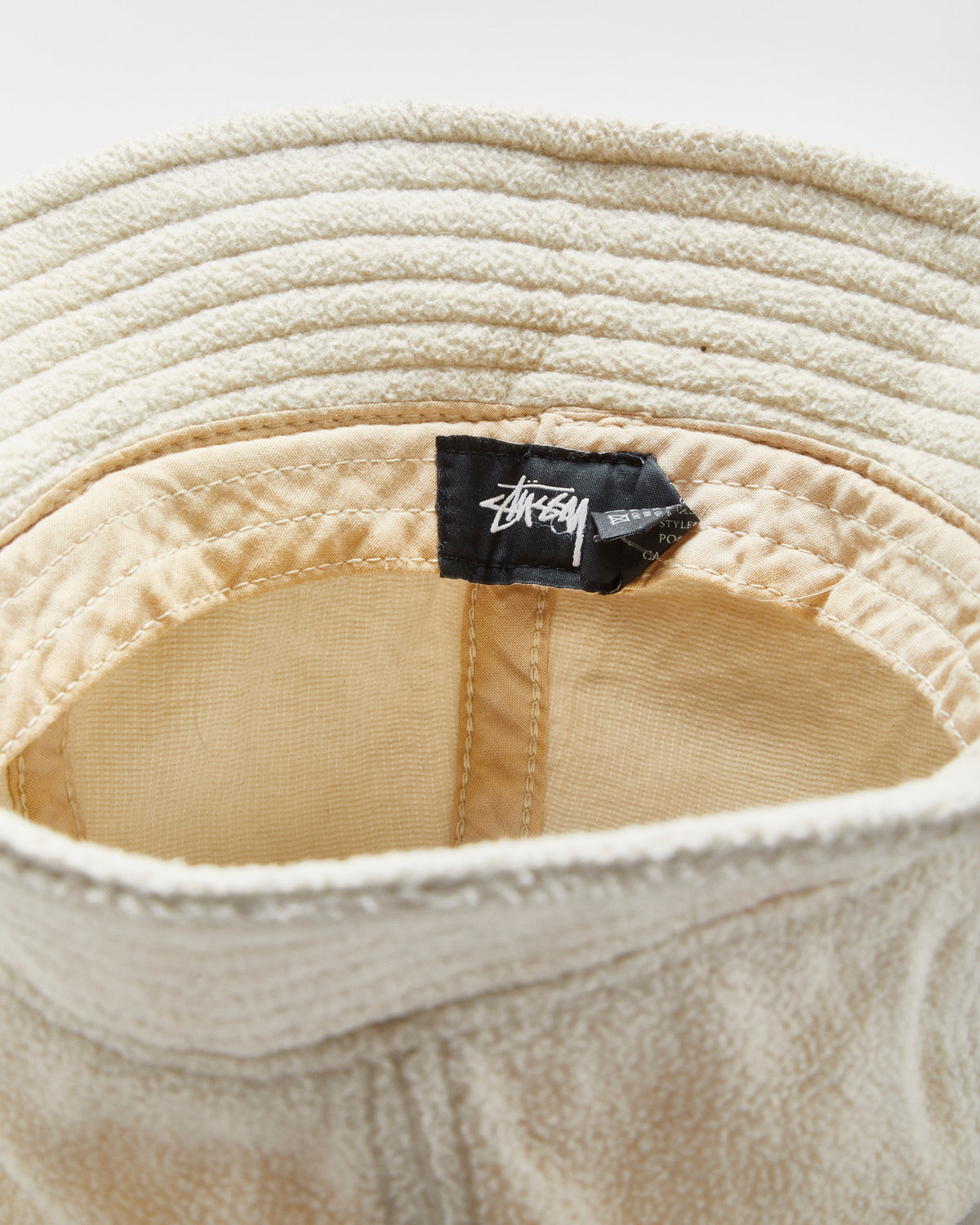 Stussy Desert Khaki Stock Logo Fleece Bermuda Bucket Hat - XS/S