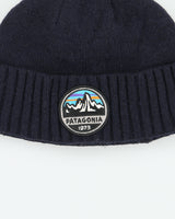 Patagonia Navy Brodeo Wool Ribbed Knit Fishermans Beanie - OS