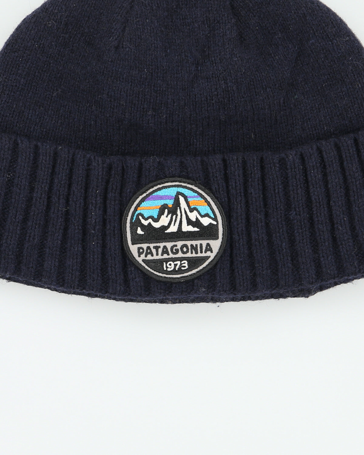 Patagonia Navy Brodeo Wool Ribbed Knit Fishermans Beanie - OS