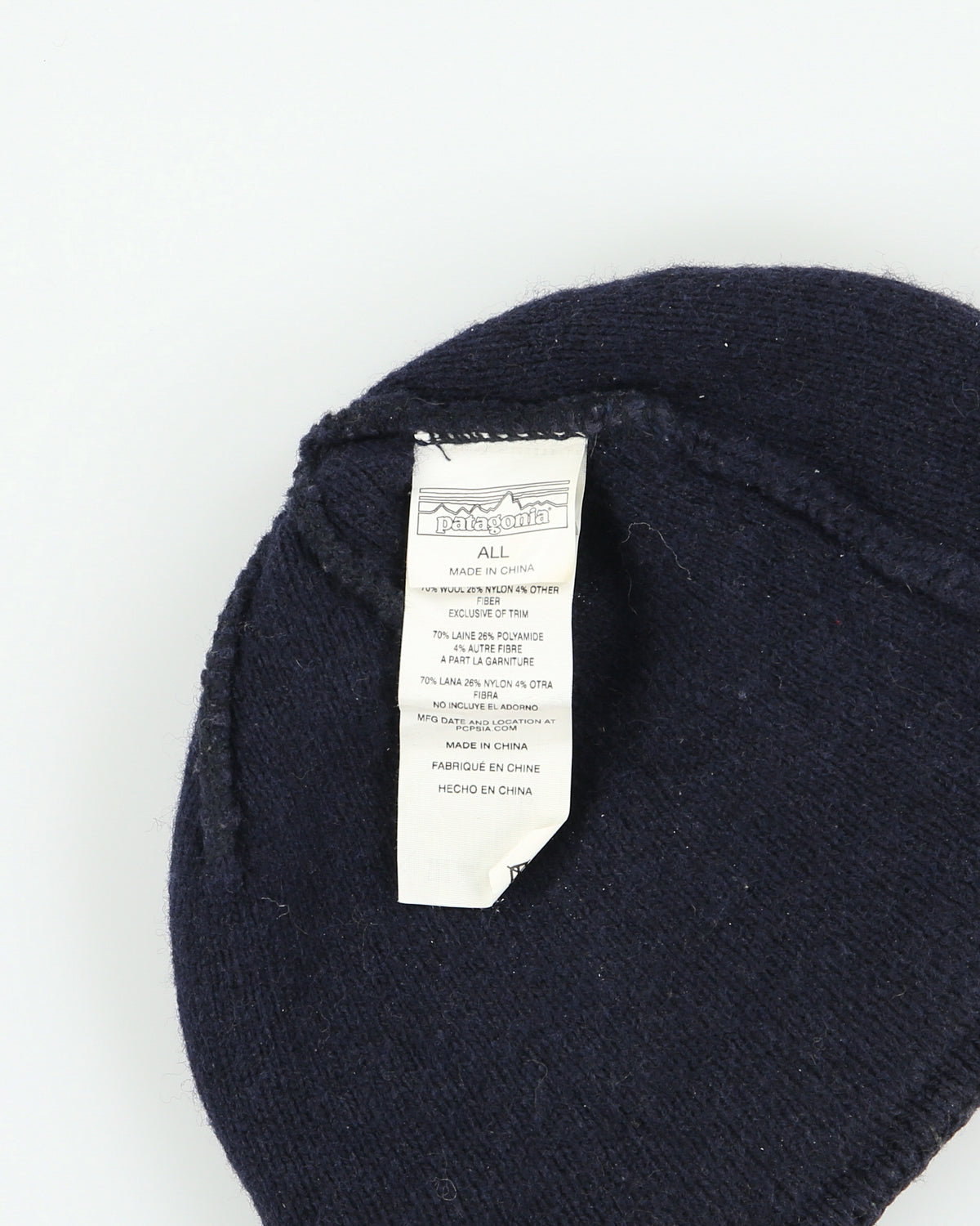Patagonia Navy Brodeo Wool Ribbed Knit Fishermans Beanie - OS