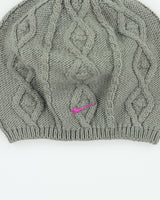 Vintage Y2K Nike Alpaca Wool Blend Cable Knit Oversized Skullcap Beanie - OS