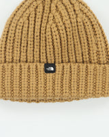 The North Face Tan Chunky Ribbed Knit Fishermans Beanie - OS