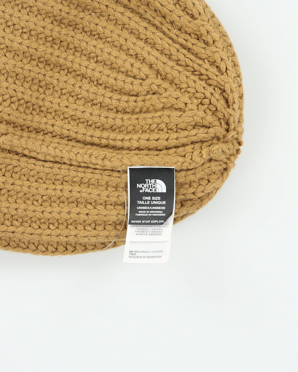 The North Face Tan Chunky Ribbed Knit Fishermans Beanie - OS