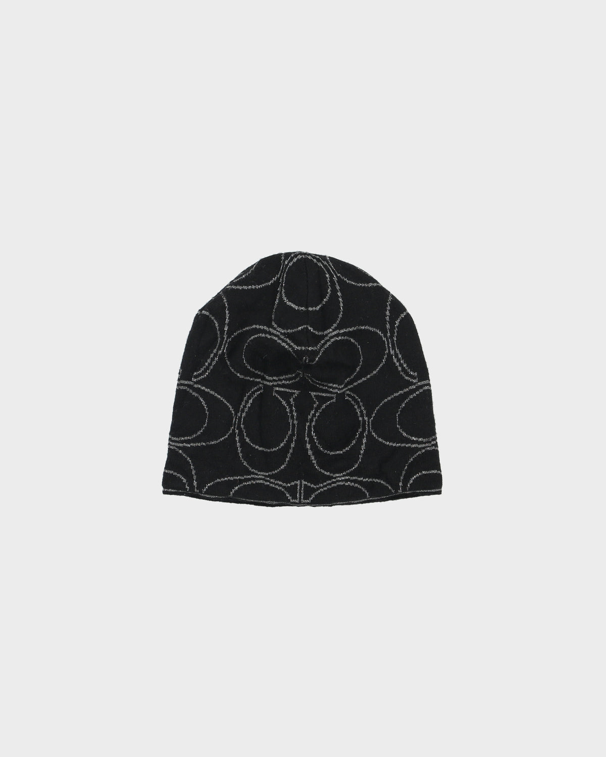 Coach Maxi Metallic Signature C Merino Wool Reversible Knit Skullcap Beanie - OS