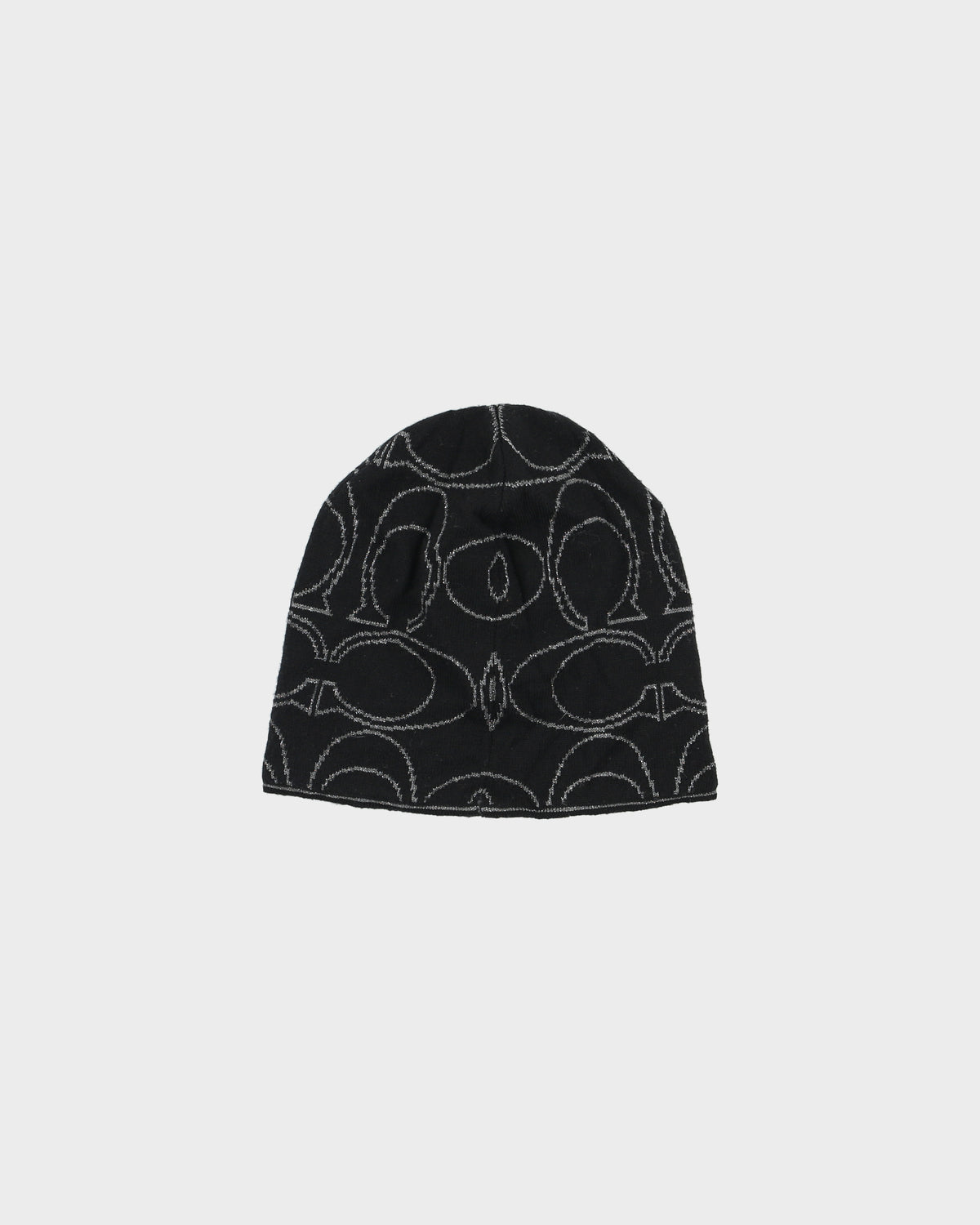 Coach Maxi Metallic Signature C Merino Wool Reversible Knit Skullcap Beanie - OS