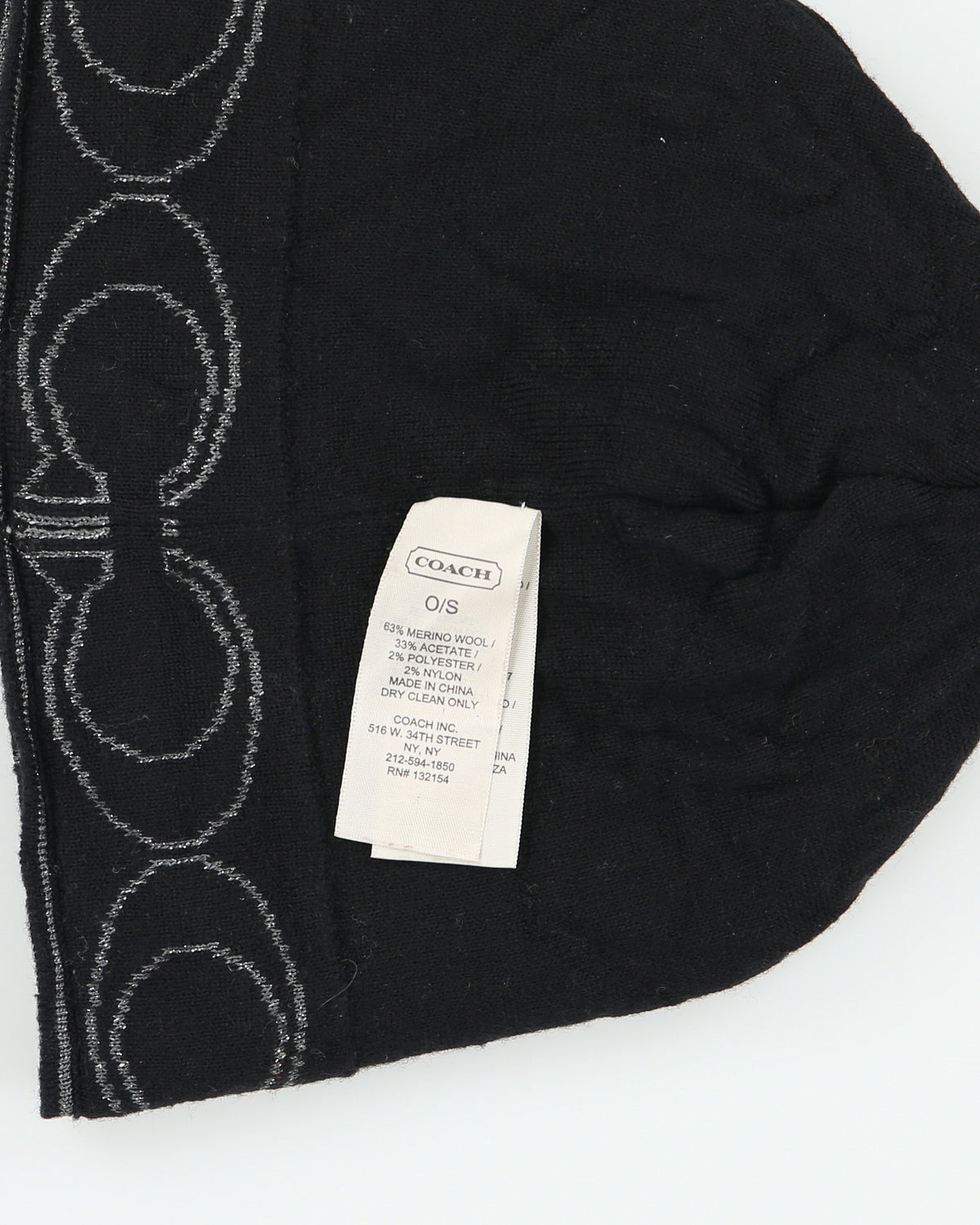 Coach Maxi Metallic Signature C Merino Wool Reversible Knit Skullcap Beanie - OS