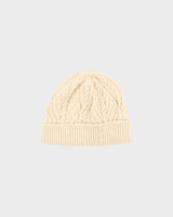 Vintage Blarney Aran Originals Made In Ireland Cream Merino Wool Cable Knit Fishermans Beanie - OS