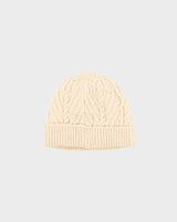 Vintage Blarney Aran Originals Made In Ireland Cream Merino Wool Cable Knit Fishermans Beanie - OS