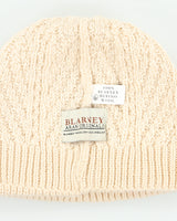 Vintage Blarney Aran Originals Made In Ireland Cream Merino Wool Cable Knit Fishermans Beanie - OS