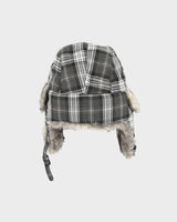 Vintage Y2K 00s Canvas Plaid Faux Fur Trapper Hat - OS