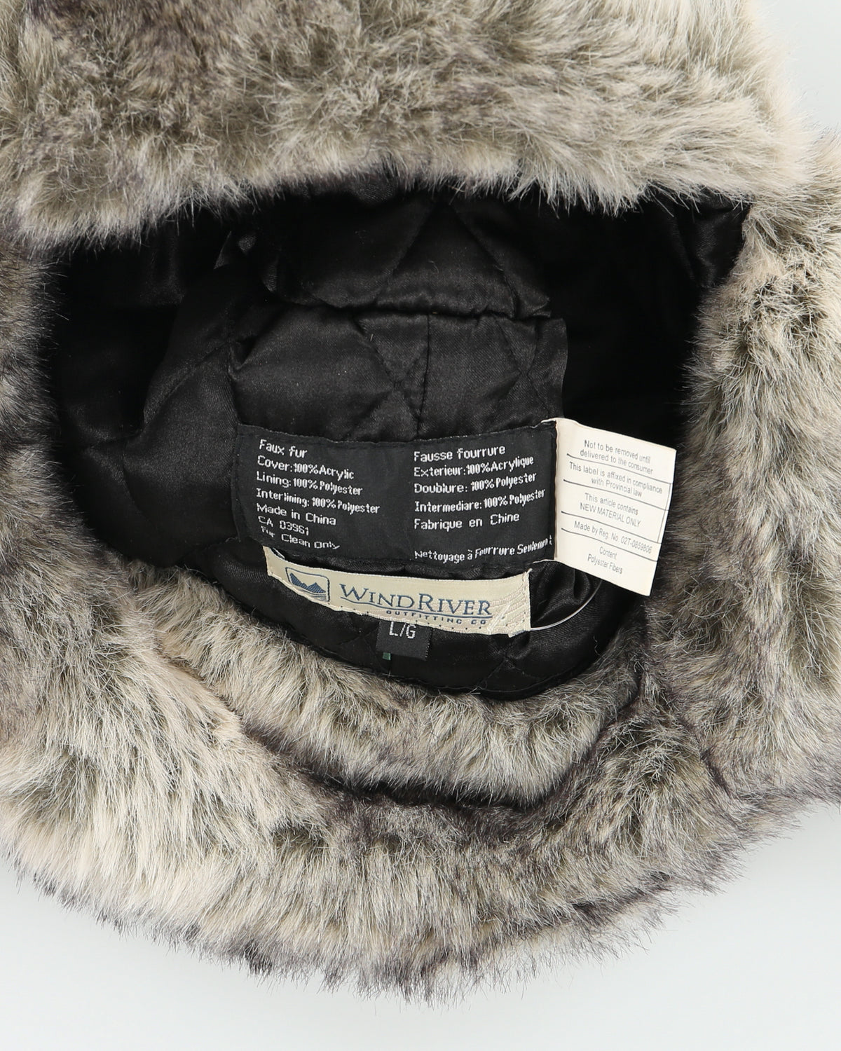 Vintage Y2K 00s Wind River Quilt Lined Faux Fur Trapper Hat - L