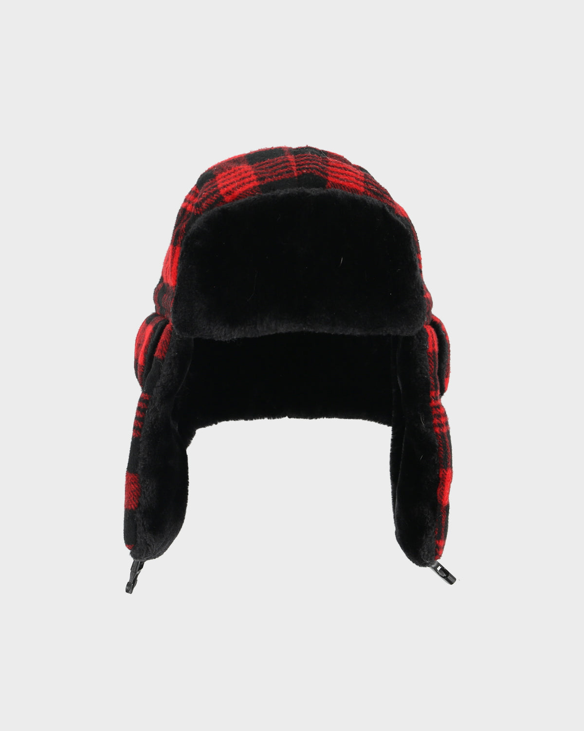 Vintage Y2K 00s Buffalo Plaid Quilt Lined Faux Fur Trapper Hat - OS