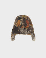 Vintage Y2K 00s Wind River Realtree Camo Quilt Lined Faux Fur Trapper Hat - L