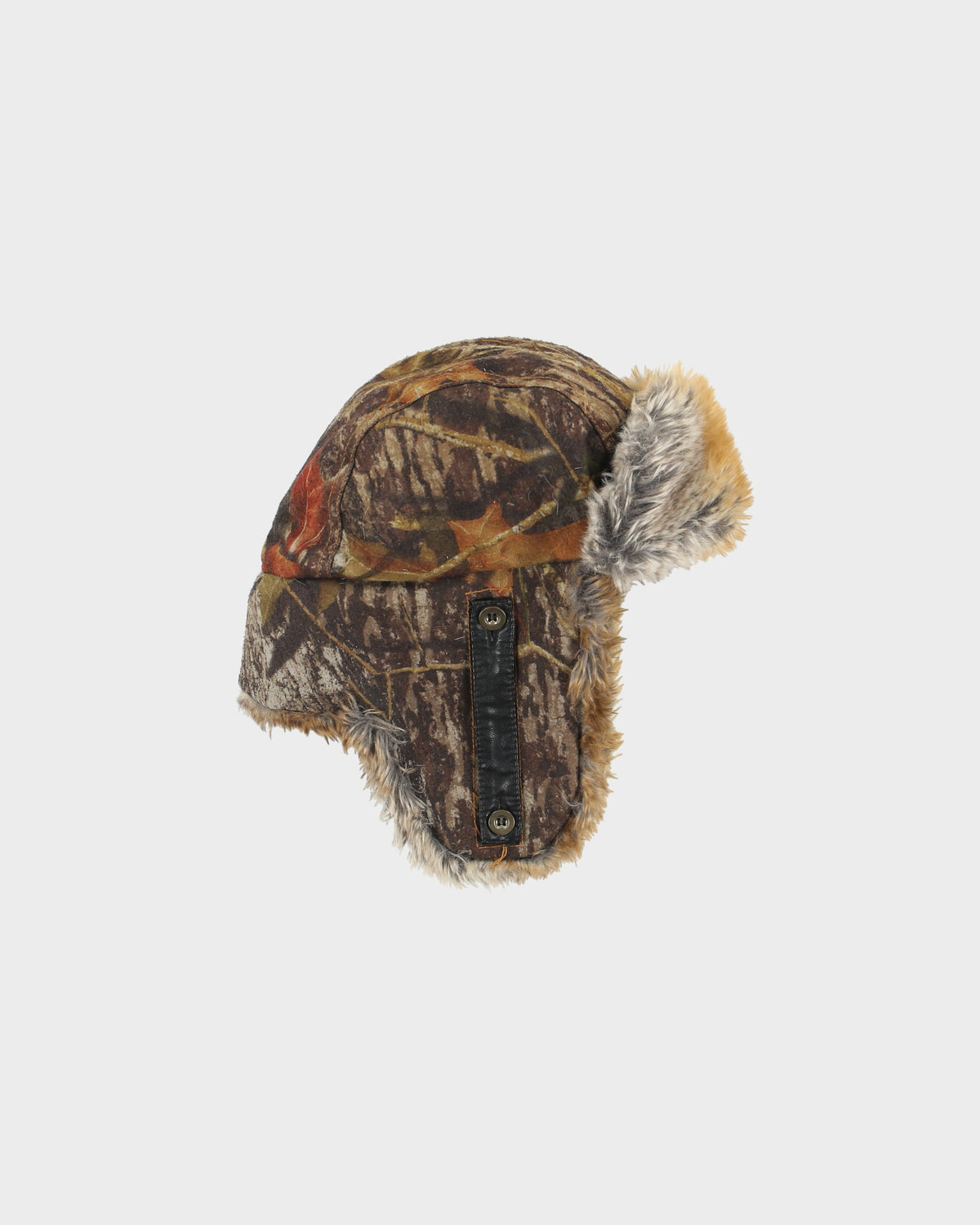 Vintage Y2K 00s Wind River Realtree Camo Quilt Lined Faux Fur Trapper Hat - L