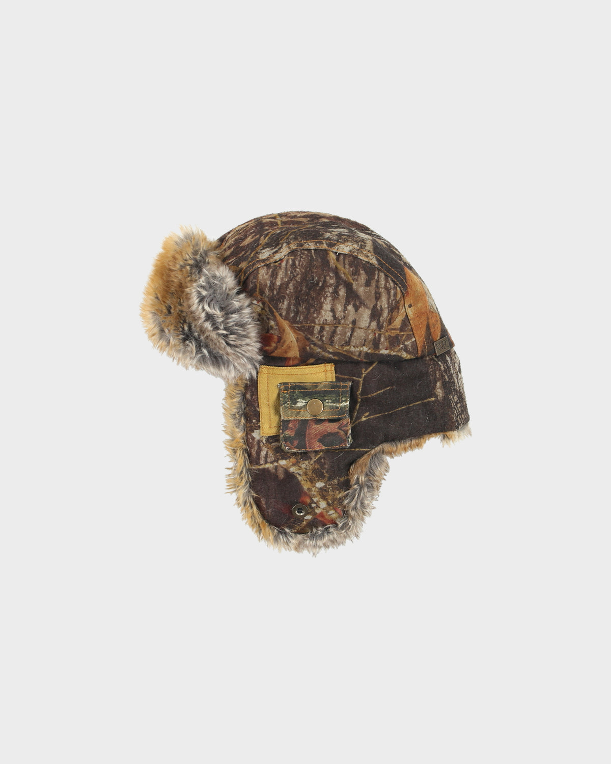 Vintage Y2K 00s Wind River Realtree Camo Quilt Lined Faux Fur Trapper Hat - L